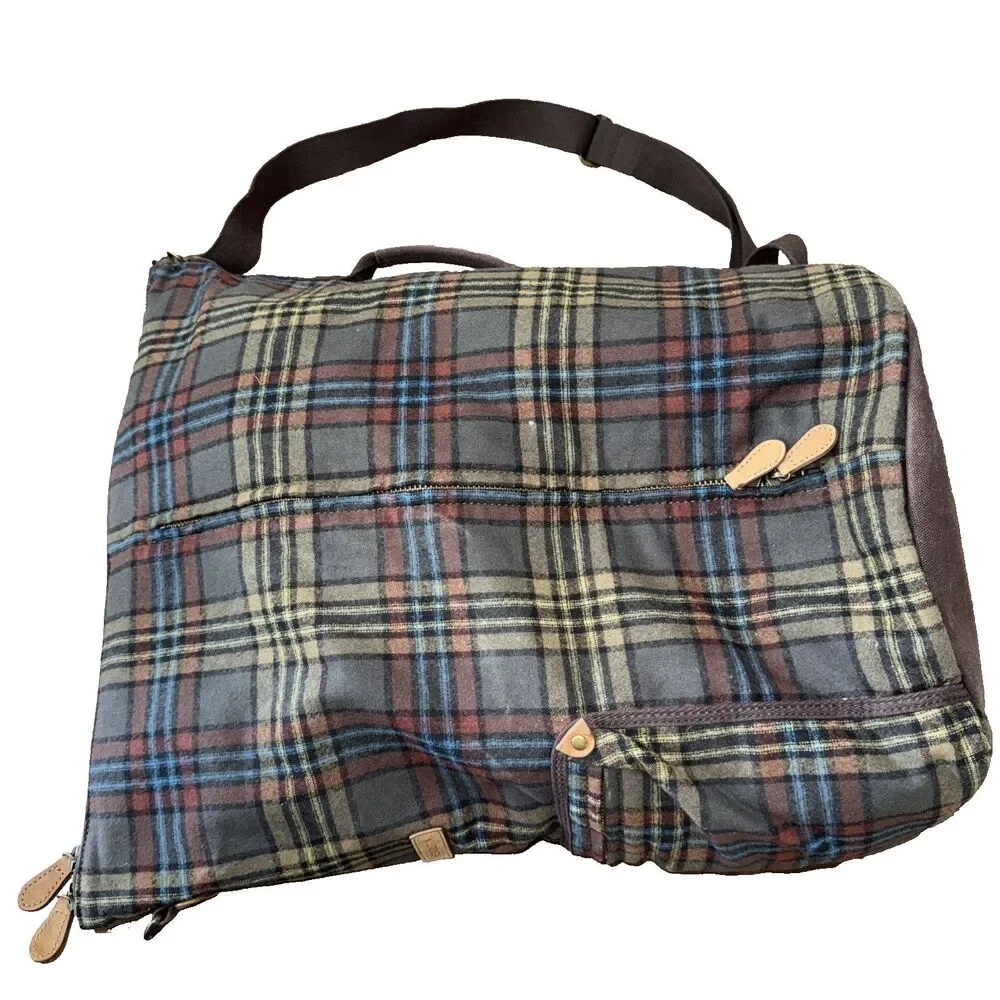 Pendleton Plaid Wool Sling Backpack Duffel Brown Travel Gym Heritage USA Fabric